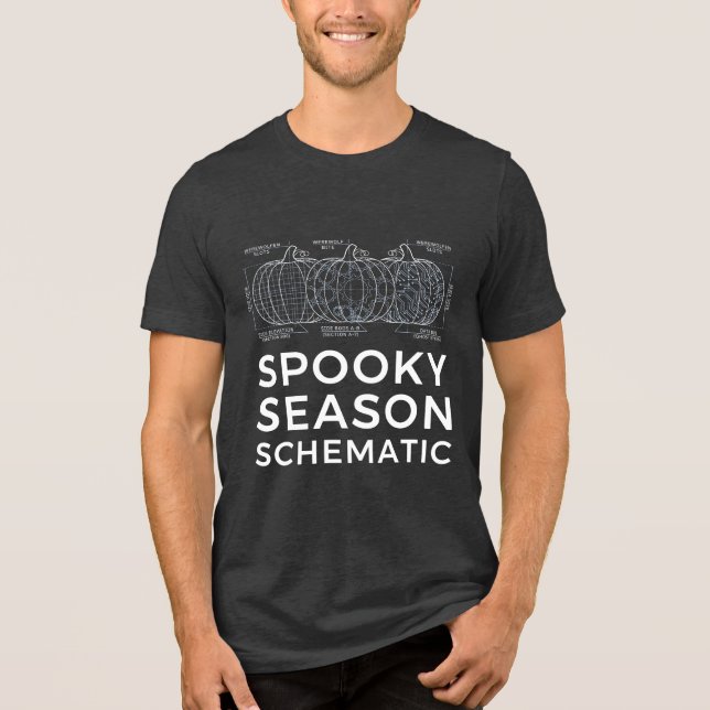 T-shirt En Tri-matière Spooky Season Schematic - Funny Engineer Halloween (Recto)