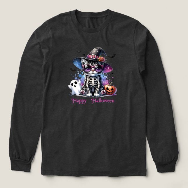T-shirt En Tri-matière Squelette Cat-Halloween Costumes (Motif devant)