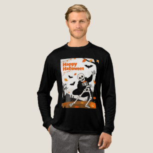 T-shirt En Tri-matière Squelette drôle dansant avec bannière "Joyeux Hall