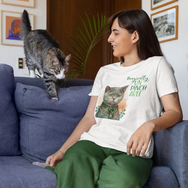 T-shirt En Tri-matière St Patrick Grey Chat Magique Un Pinchable (Créateur téléchargé)