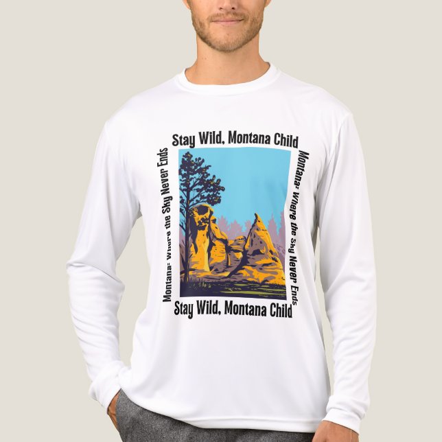 T-shirt En Tri-matière Stay Wild, Montana Child | Rustic Western Nature  (Recto)