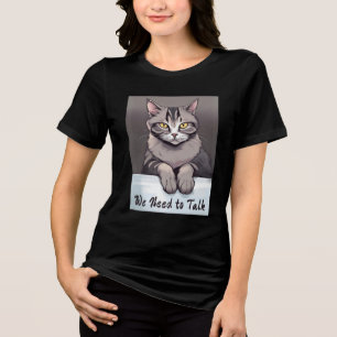T-shirt En Tri-matière Stern Tabby Cat exige une discussion sérieuse