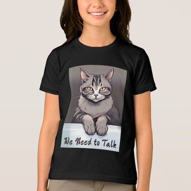 T-shirt En Tri-matière Stern Tabby Cat exige une discussion sérieuse (Recto)