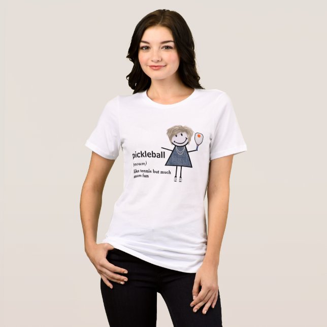 T-shirt En Tri-matière Stick Figure Girl Pickleball et Paddle (Recto plein)