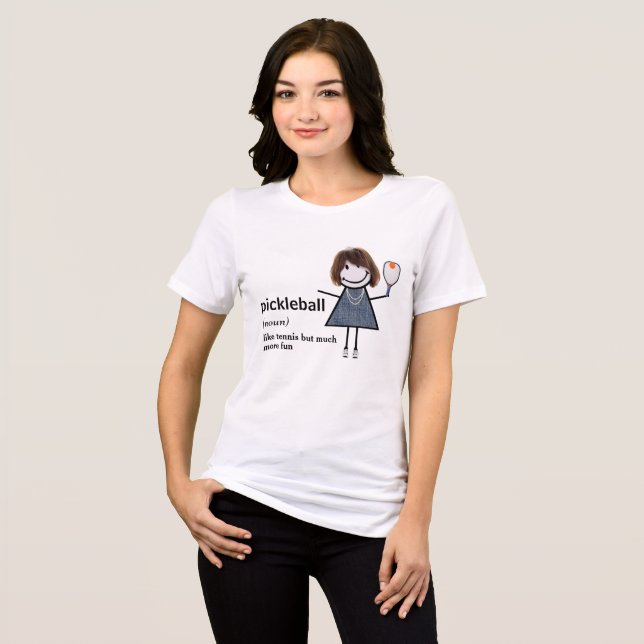T-shirt En Tri-matière Stick Figure Girl Pickleball et Paddle (Recto plein)