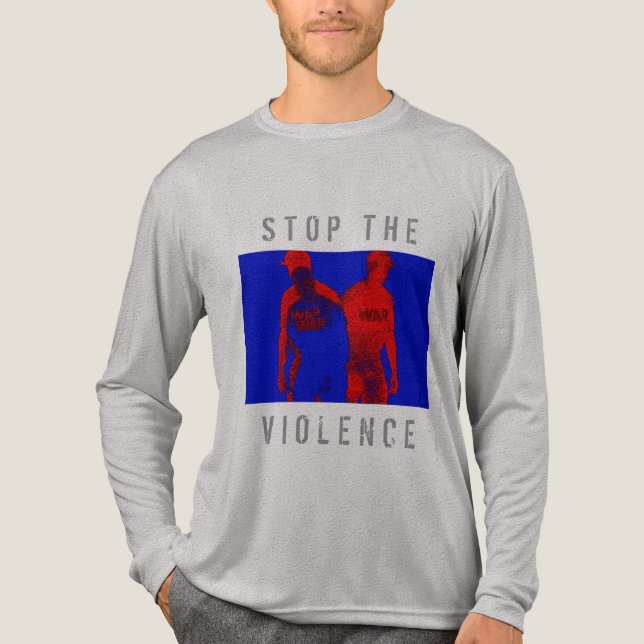 T-shirt En Tri-matière "Stop à la violence" Rouge Bleu noir (Recto)