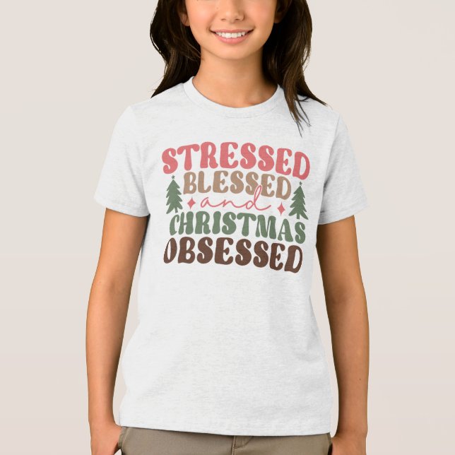 T-shirt En Tri-matière Stressé, béni et observé à Noël (Recto)