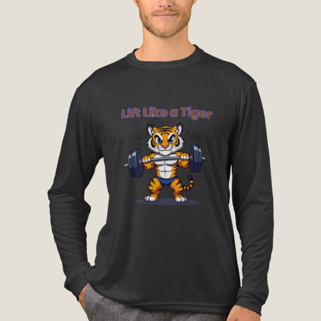 T-shirt En Tri-matière **Strong Tiger – Cute Tiger Lifting Weights Illust (Recto)
