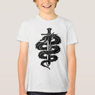 T-shirt En Tri-matière Style de tatouage d'épée enveloppée de dragon