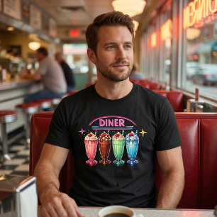 T-shirt En Tri-matière Style des années 50 : Milkshakes rétro néon du din