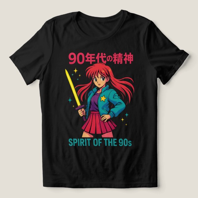 T-shirt En Tri-matière Style Vaporwave rétro Anime 90s (Design Recto)