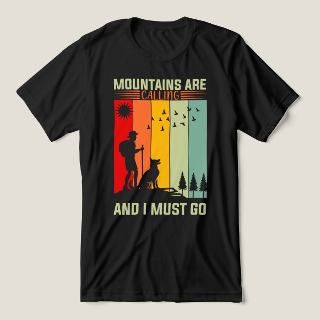 T-shirt En Tri-matière Sunset Hiker Dog Mountain are Calling (Design Recto)