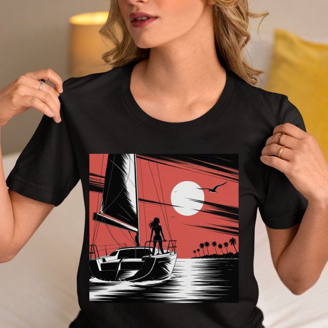 T-shirt En Tri-matière Sunset Sailing Adventure Graphic (Créateur téléchargé)