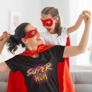 T-SHIRT  EN TRI-MATIÈRE SUPER MAMAN INSPIRÉE DU GRAFFITI