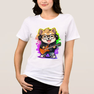T-shirt En Tri-matière Swag Musical Shiba Inu