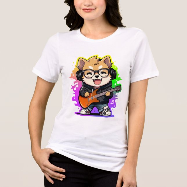 T-shirt En Tri-matière Swag Musical Shiba Inu (Recto)