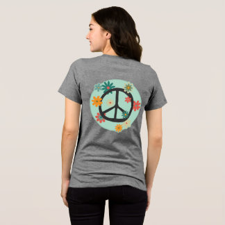 T-shirt En Tri-matière Symbole de la paix, Signe de paix avec des fleurs
