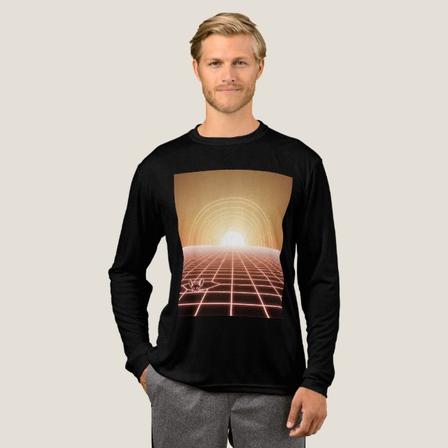 T-shirt En Tri-matière Synthwave Desert Sunset - Neon Fox Horizon (Recto complet)