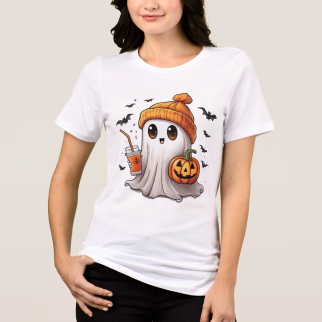 T-shirt En Tri-matière T-Shirt Citrouille Halloween Ghost - Ado (Recto)