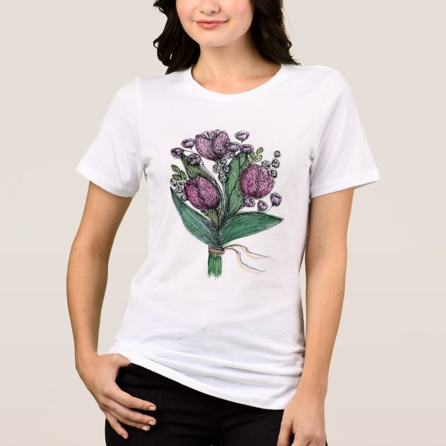 T-shirt En Tri-matière t-shirt féminin mignon avec imprimé (Recto)