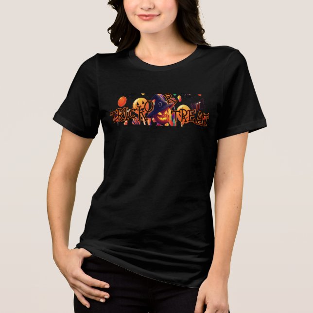 T-shirt En Tri-matière T-shirt femme de nuit Citrouille éffrayant (Recto)