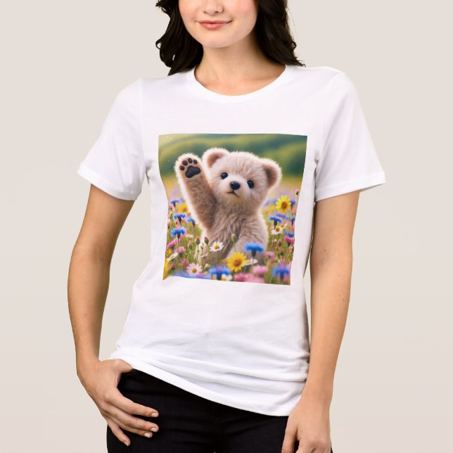 T-shirt En Tri-matière T-Shirt Fluffy Bear Cub Waving T-Shirt pour femmes (Recto)