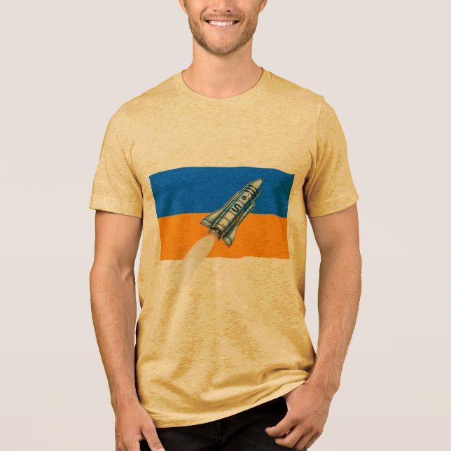 T-shirt En Tri-matière T-Shirt Graphique À Fusée Tri-Blend (Recto)