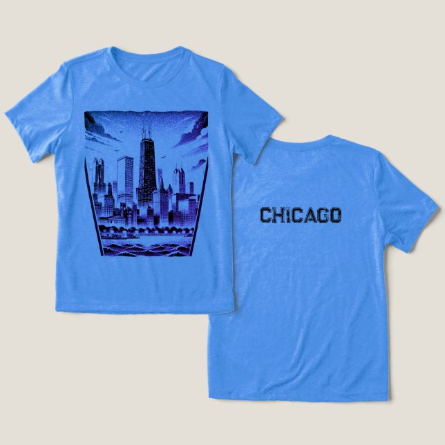T-shirt En Tri-matière T-shirt noir CHICAGO (Design Recto & Verso)