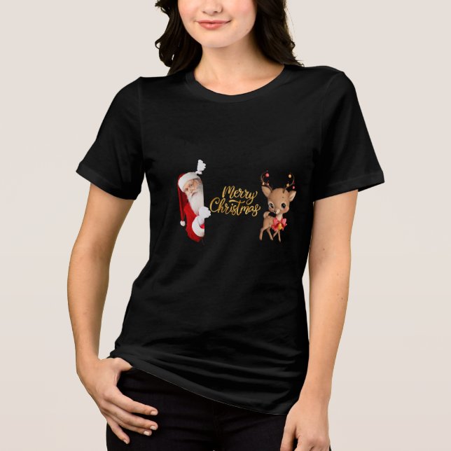 T-shirt En Tri-matière T-shirt Noir Joyeux Noël (Recto)