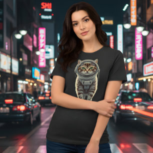 T-shirt En Tri-matière Tabby Cosmique Chat : Retro Space Explorer Tee