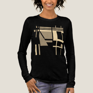 T-shirt En Tri-matière Tan Taupe Crème géométrique Carrés d'inspiration M