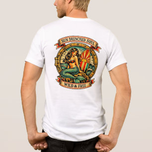 T-shirt En Tri-matière Tatouage de sirène vintage Art Âme baignée de sole