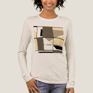 T-shirt En Tri-matière Taupe Crème Brown MCM Look Géométrique Abstrait