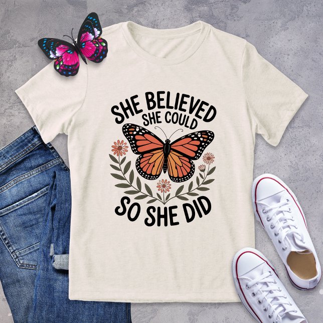 T-shirt En Tri-matière Tee Papillon Motivationnel - Elle Croyait (Créateur téléchargé)