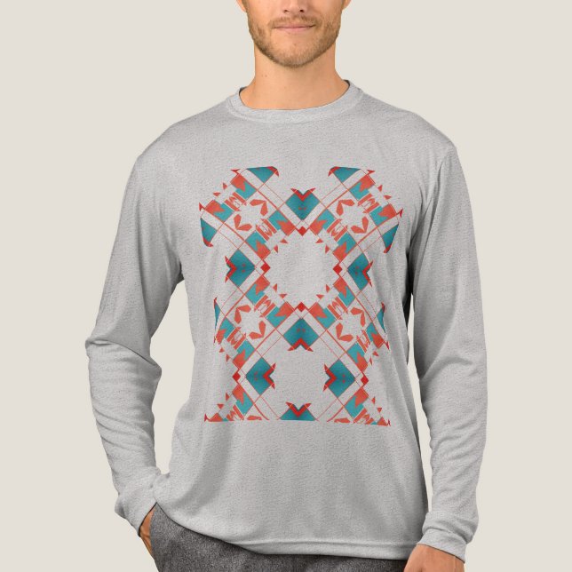 T-shirt En Tri-matière Terracotta Rouge Turquoise Bleu Crise Méditerranée (Recto)