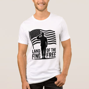T-shirt En Tri-matière Terre de libres Salut militaire Drapeau américain