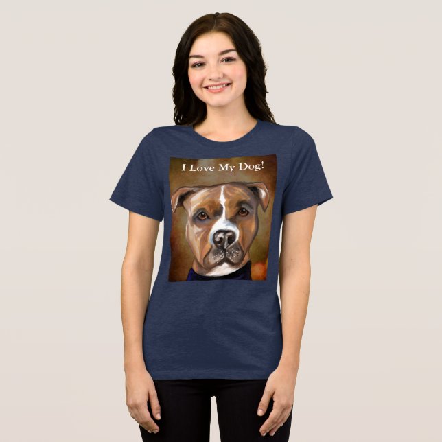 T-SHIRT  EN TRI-MATIÈRE TERRIER AMÉRICAIN DU STAFFORDSHIRE (Recto plein)