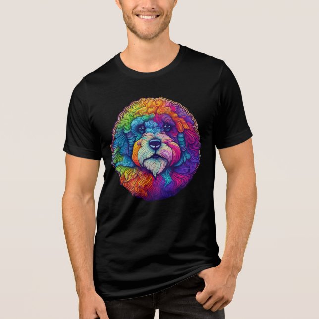 T-shirt En Tri-matière tête de caniche arc-en-ciel (Recto)