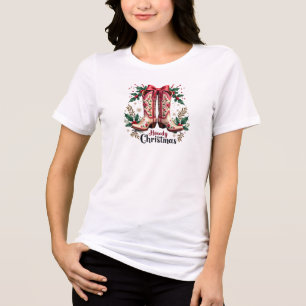 T-shirt En Tri-matière Thème Occidental Comment Noël Cowgirl Boots