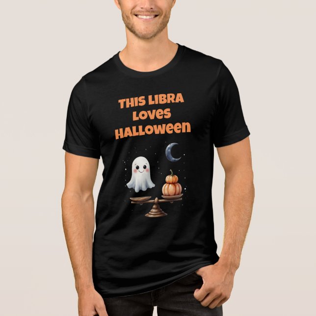 T-shirt En Tri-matière This Libra Loves Halloween Cute Ghost & Pumpkin (Recto)