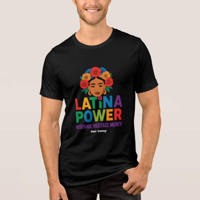 T-shirt En Tri-matière Titre : Femmes Latina Power Flowers Mois hispaniqu (Recto)
