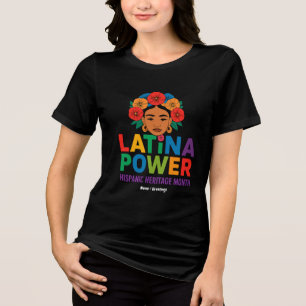 T-shirt En Tri-matière Titre : Femmes Latina Power Flowers Mois hispaniqu