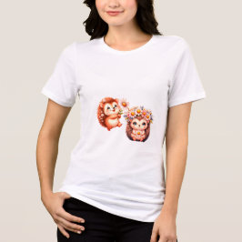 T-shirt En Tri-matière  Tow cuteRomantic Floral Hedgehog Duo Illustration