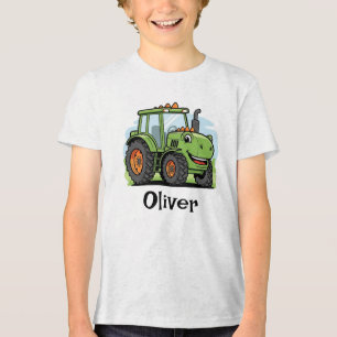 T-shirt En Tri-matière Tracteur de dinosaure mignon pour enfants