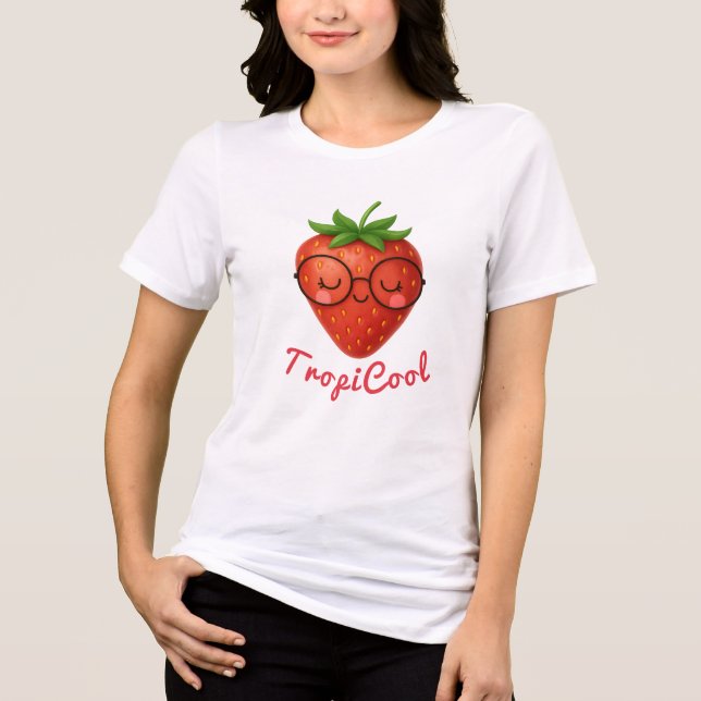 T-shirt En Tri-matière TropiCool Strawberry - Jolie T-Shirt été (Recto)