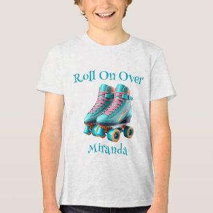 T-shirt En Tri-matière Turquoise Neon Rollerskate fête d'anniversaire Per