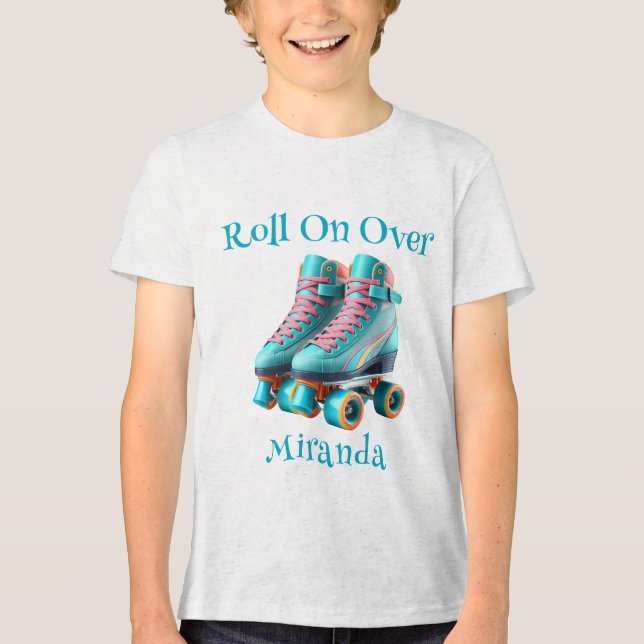 T-shirt En Tri-matière Turquoise Neon Rollerskate fête d'anniversaire Per (Recto)