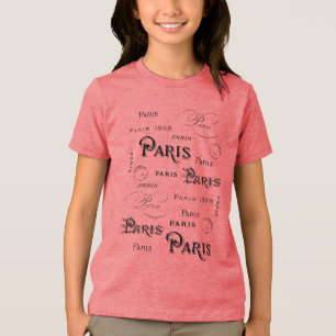 T-shirt En Tri-matière Typographie Calligraphie Paris France Tour Eiffel