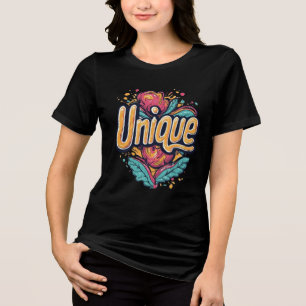 T-shirt En Tri-matière Typographie Florale Rétro Unique T-S de l'Art Pop