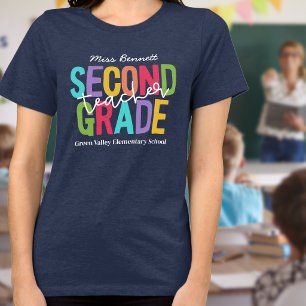 T-shirt En Tri-matière Typographie Vibrante Enseignant de Deuxième Année